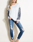 e Luna Animal Mixed Volume Sleeve Top