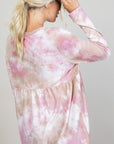 e Luna Cloud Tie Dye Casual Babydoll Top