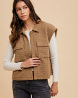 Annie Wear Puzzle Quilted Snap Down Vest Coat