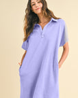 Annie Wear Mineral Washed Johnny Collar Short Sleeve Dress