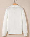 Western Bow Tie Boots Embroidered Drop Shoulder Sweater