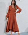 Women's V Neck Long Sleeve Maxi Dress