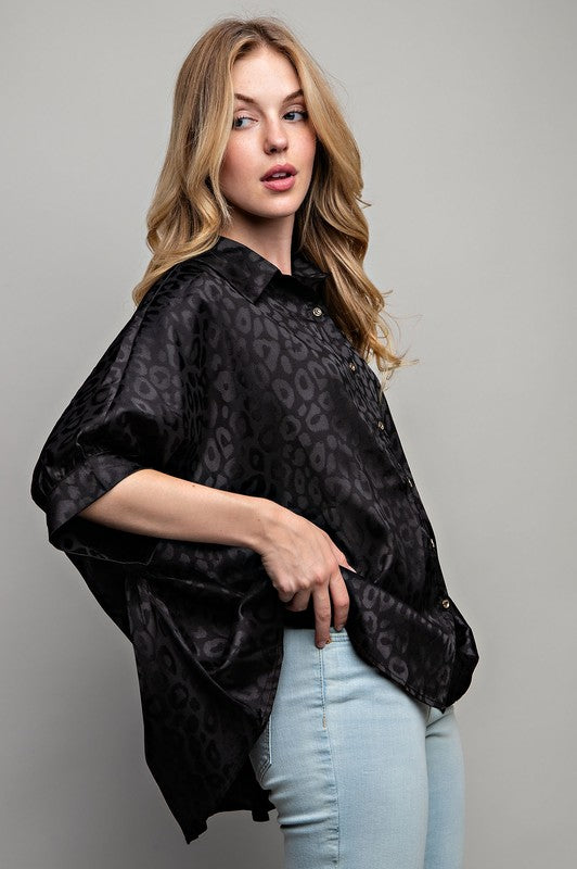 Sweet Generis Light Satin Print Button Down Shirt