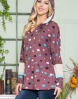 Celeste Full Size Polka Dot Drawstring Hoodie