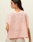 BiBi Braid Striped Short Sleeve Round Neck T-Shirt