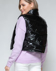 Snobbish Zip Up Turtleneck Shiny Quilted Vest