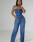 GJG Denim Wide Leg Jean in Medium Wash