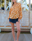 Hailey & Co Floral Off-Shoulder Balloon Sleeve Blouse