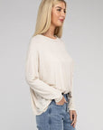 Zenana Washed Ribbed Dolman Sleeve Round Neck Top