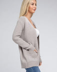 Zenana Melange Open Front Sweater Cardigan