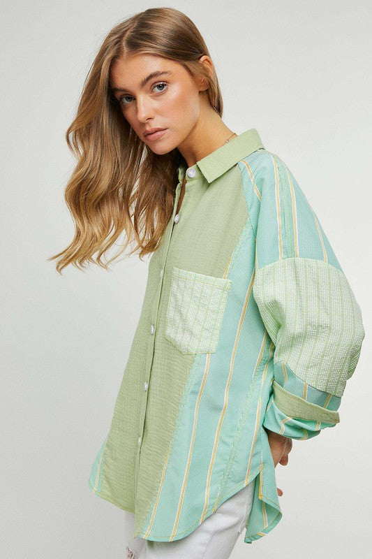 Davi &amp; Dani Plaid Striped Shirt - Online Only