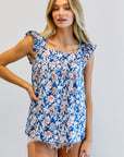 Davi & Dani Floral Printed Ruffle Sleeveless Top