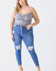 Zenobia Plus Size Drawstring Smocked Floral Tube Top