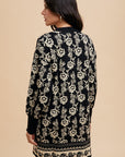 Annie Wear Floral Jacquard Round Neck Sweater Dress