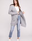 Zenana Hooded Open Front Sweater Cardigan