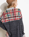 e Luna PLUS Solid Plaid Mock Neck Top