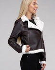 Plush Teddy Trimmed PU Jacket