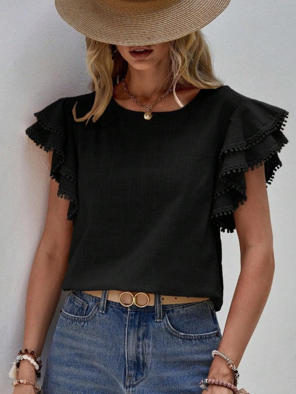 Claudia G Denise Ruffle Cap Sleeve Top