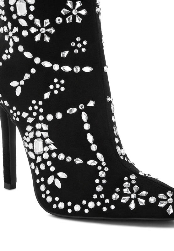 Dunari Diamante Embellished Microfiber Boots