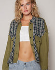 POL Plaid Button Down Shirt with Chest Pockets