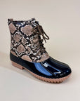 Lace Up Winter Rain Boot in Animal Print