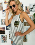 e Luna Plus Stripe Camo Mix Camisole