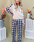 And The Why Drawstring Hooded Top and Plaid Pants Lounge Set