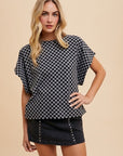 Annie Wear Checkered Round Neck Short Sleeve T-Shirt