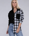 Plaid Flap Drop Shoulder Shacket