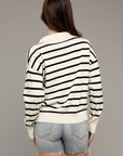 Stripe Collared Knit Top