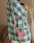 XL Plaid Open Front Blazer