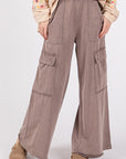 SAGE + FIG Knit Terry Mineral Wash Wide Leg Pants