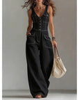 Relaxed Washed Denim Straight-Leg Jumpsuit
