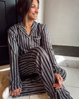 Black Stripe Bamboo Pajama Set - My Pampered Life Seattle
