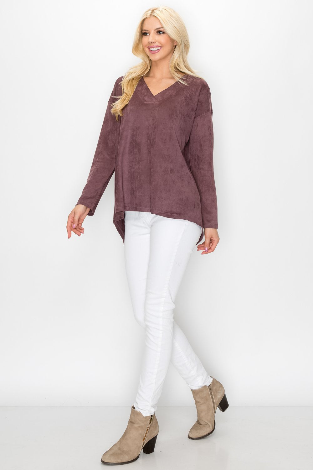 Andrea Stretch Faux Suede Top