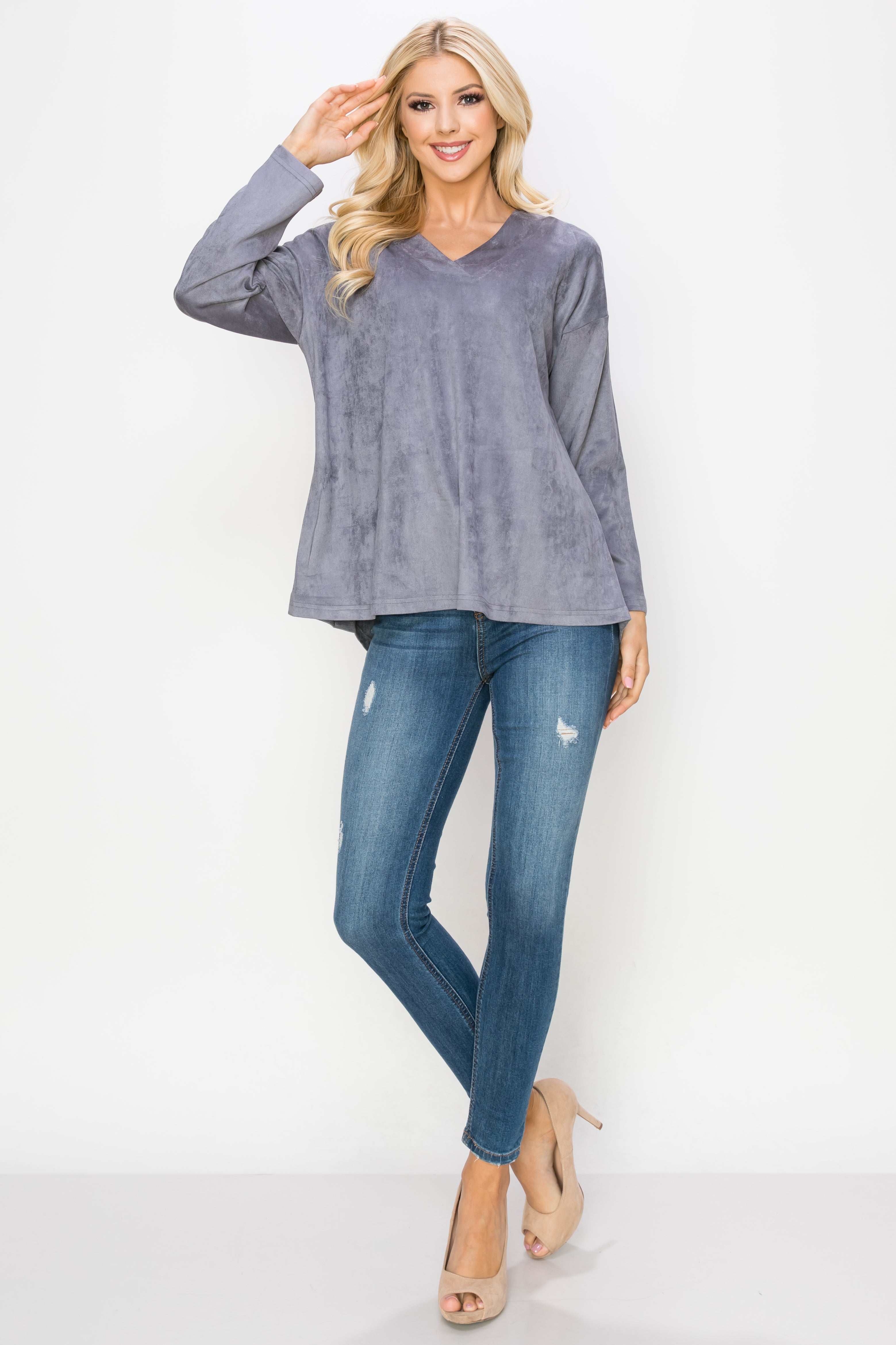 Andrea Stretch Faux Suede Top