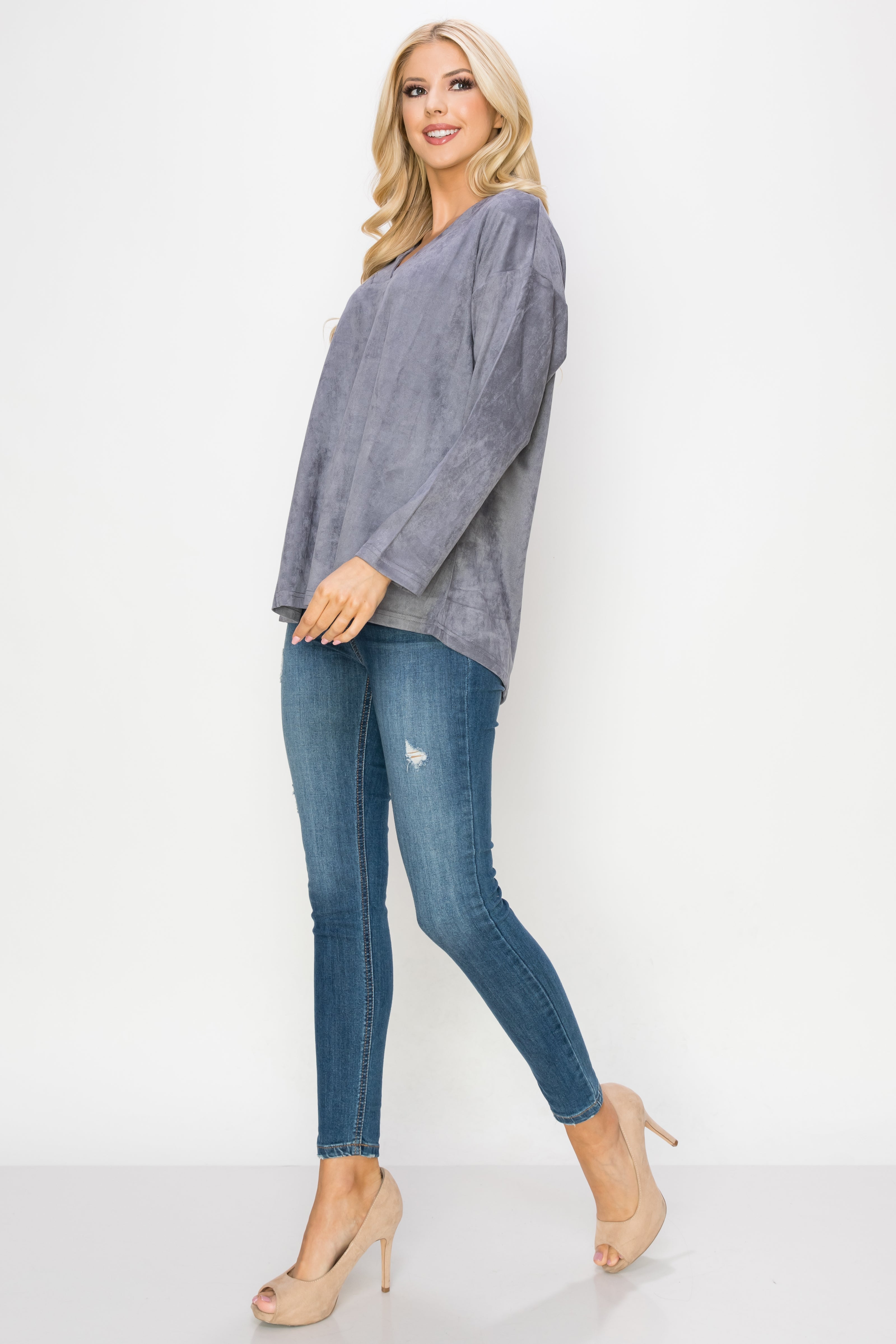 Andrea Stretch Faux Suede Top