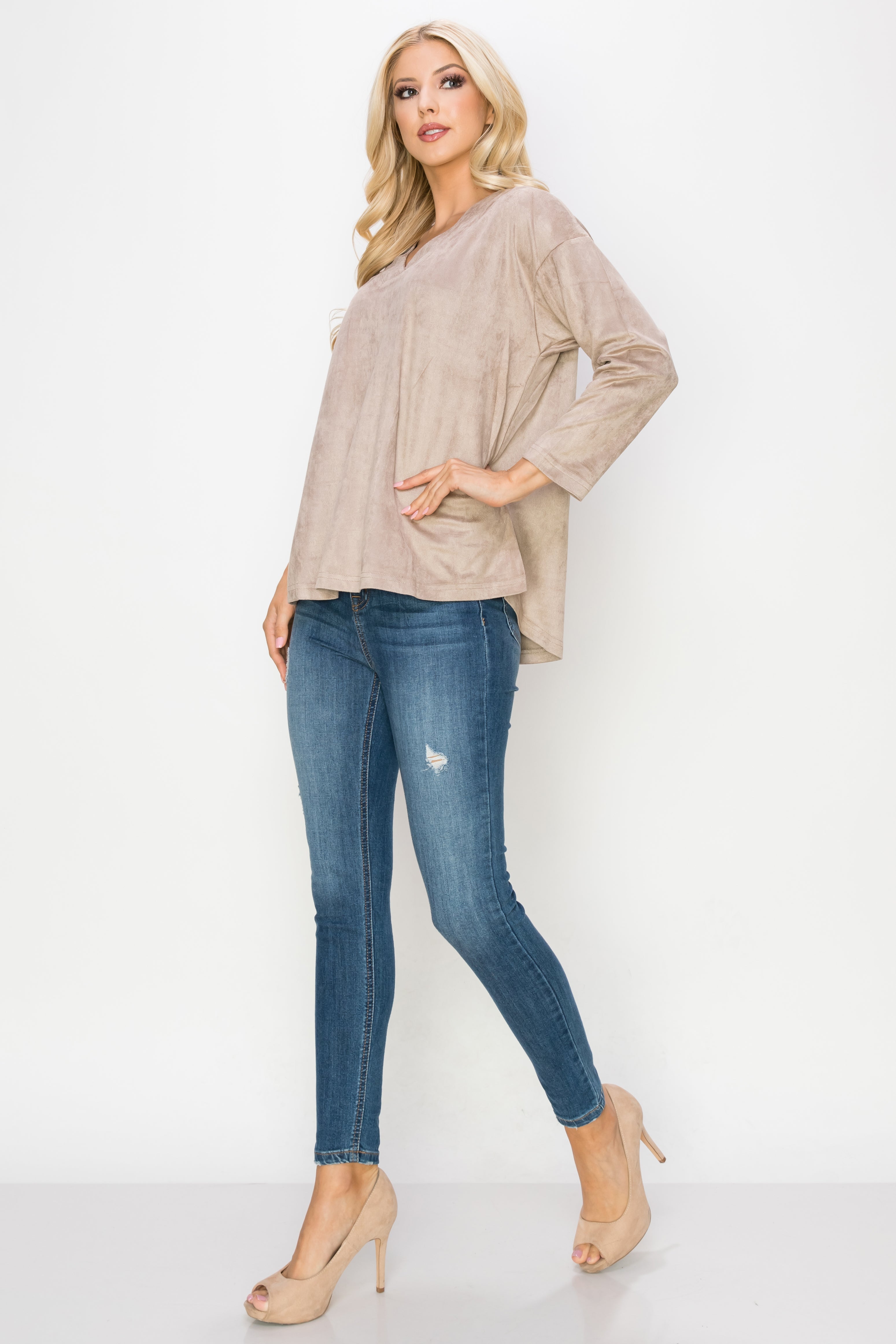 Andrea Stretch Faux Suede Top