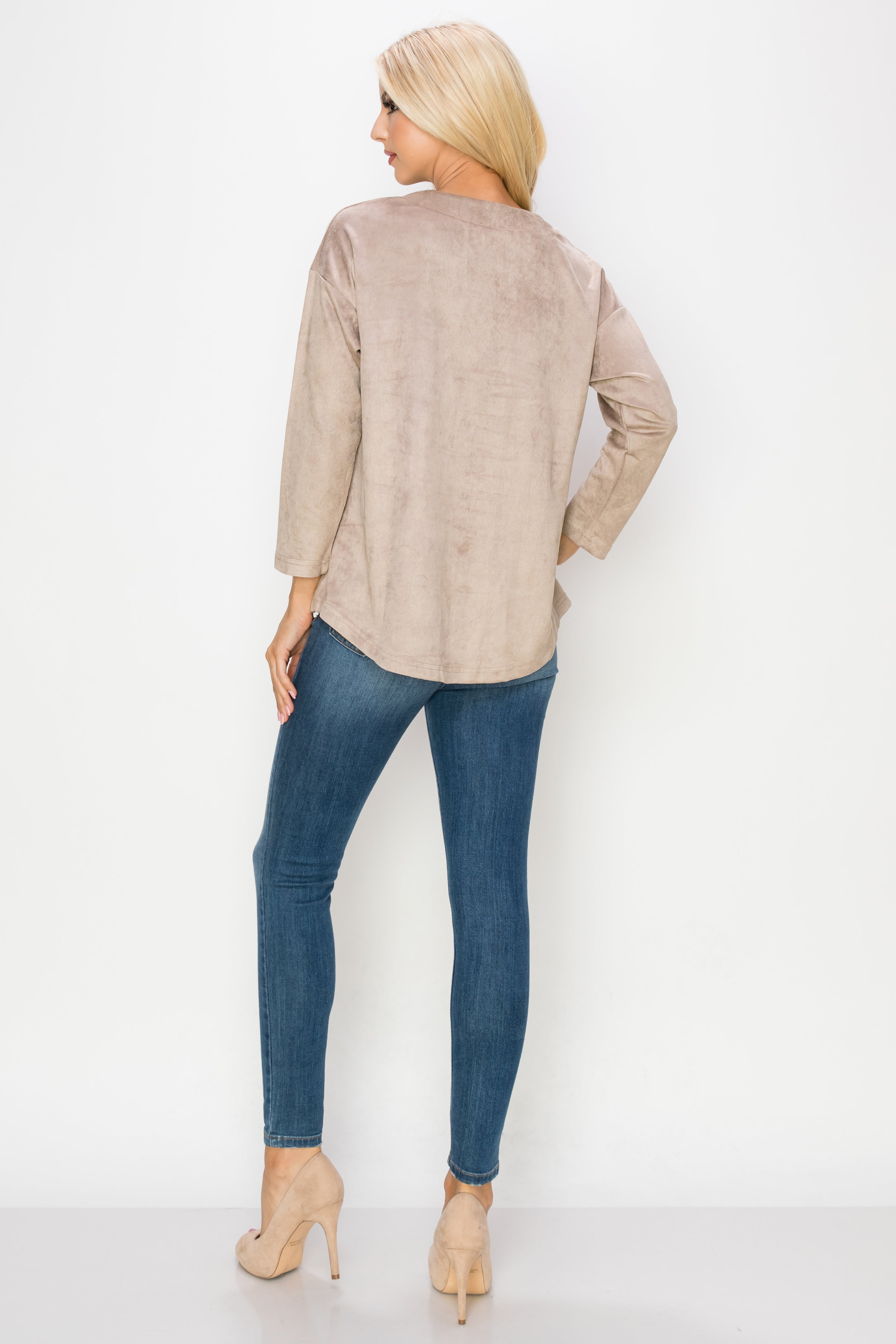 Andrea Stretch Faux Suede Top