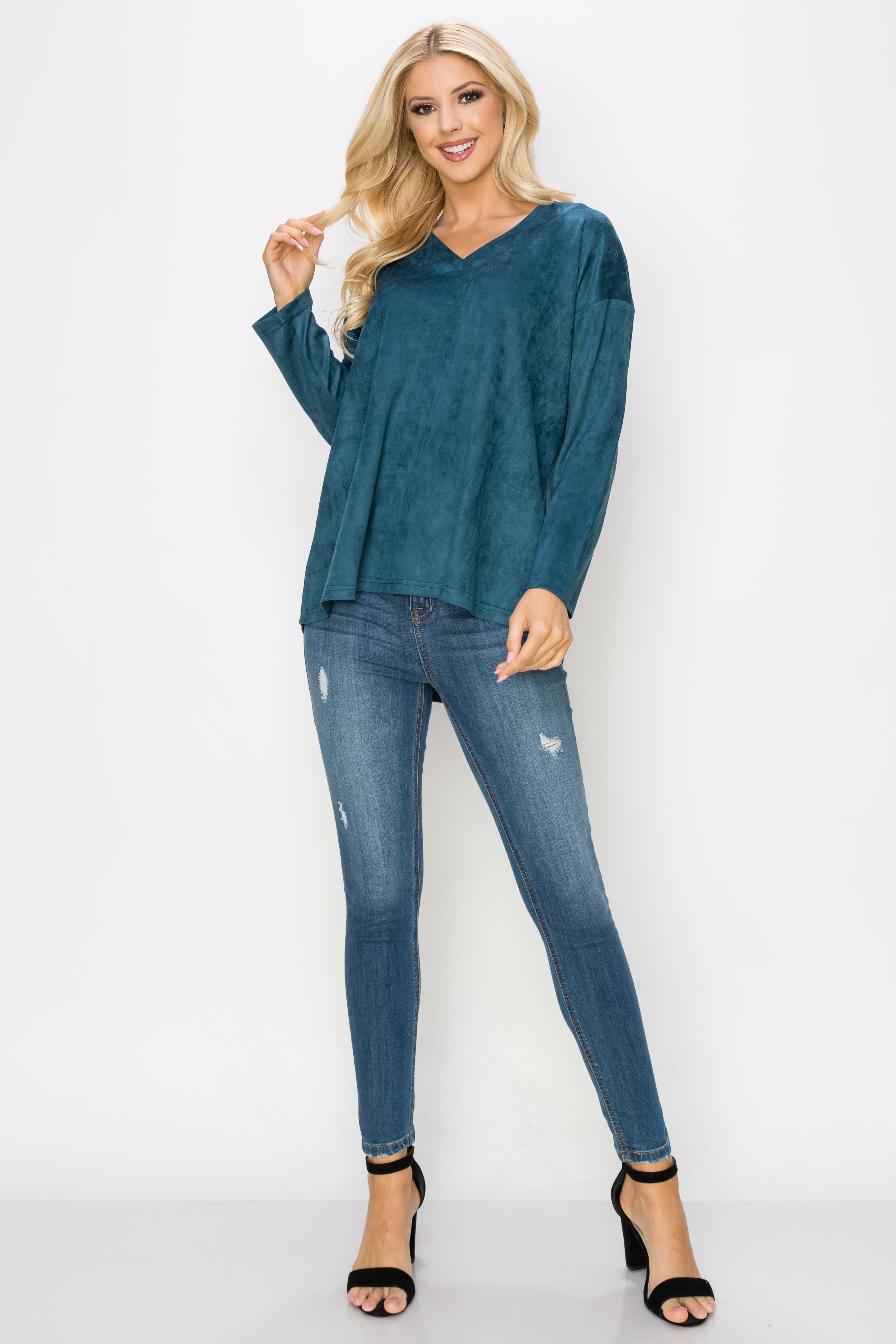 Andrea Stretch Faux Suede Top