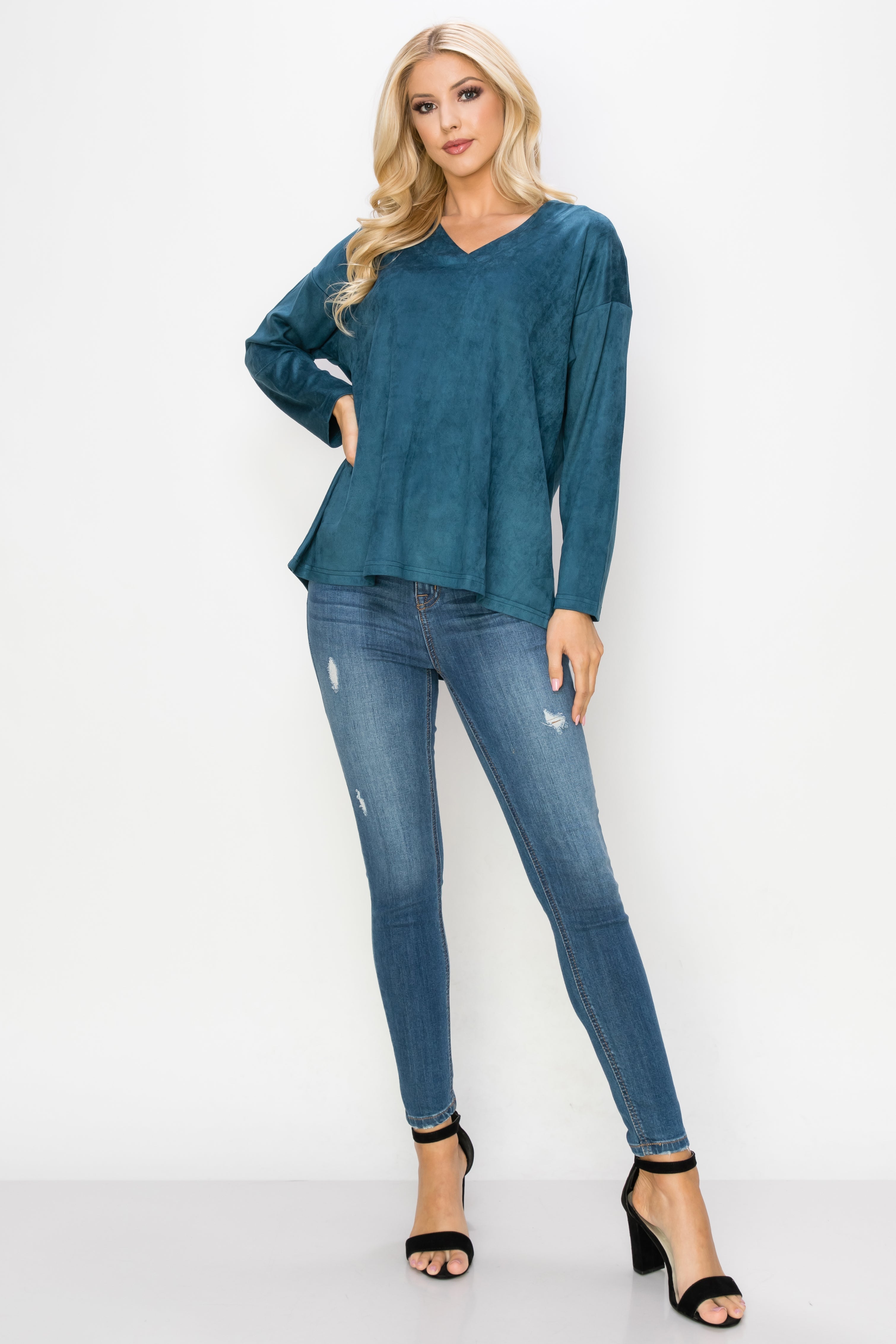 Andrea Stretch Faux Suede Top