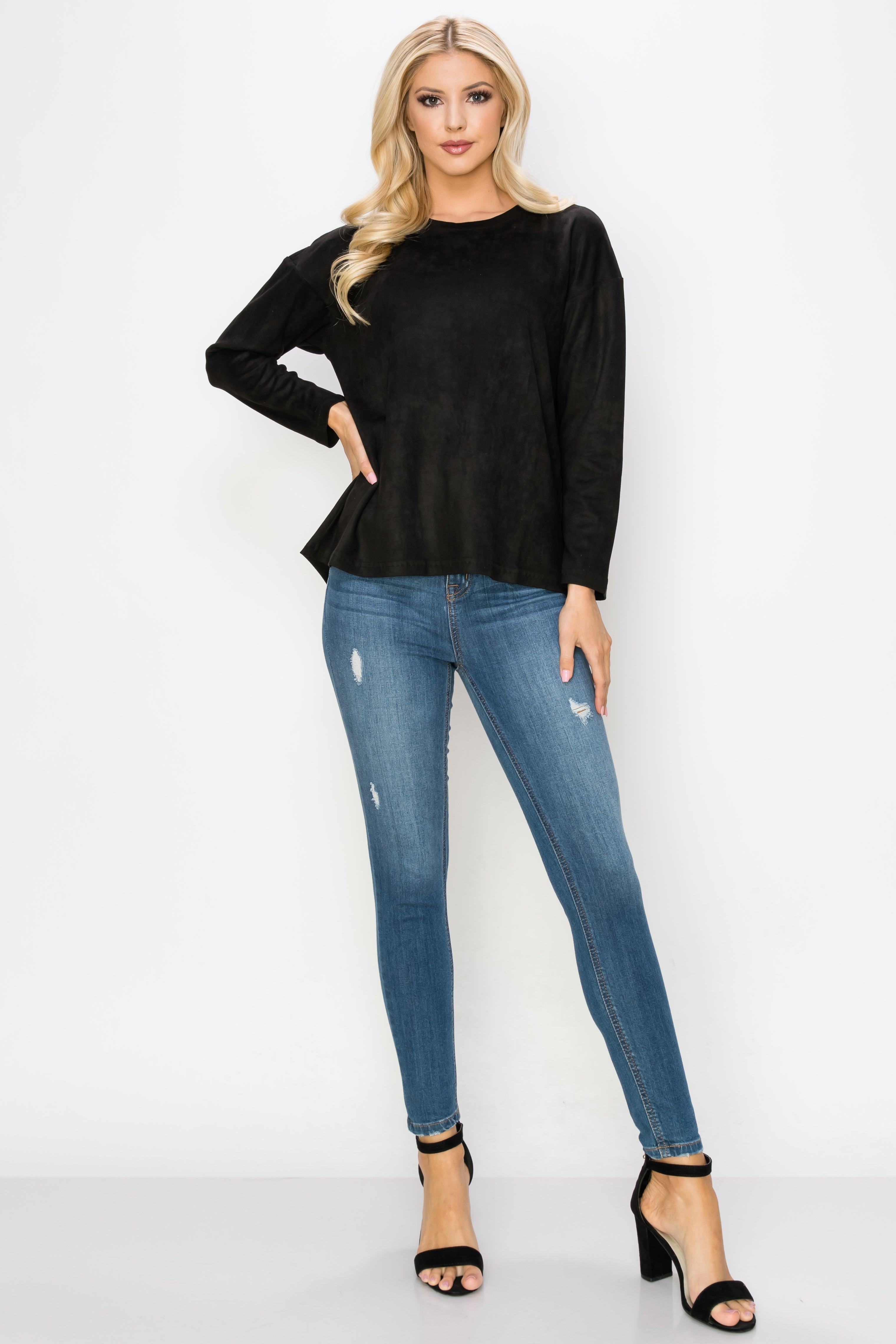 Adi Stretch Faux Suede Top