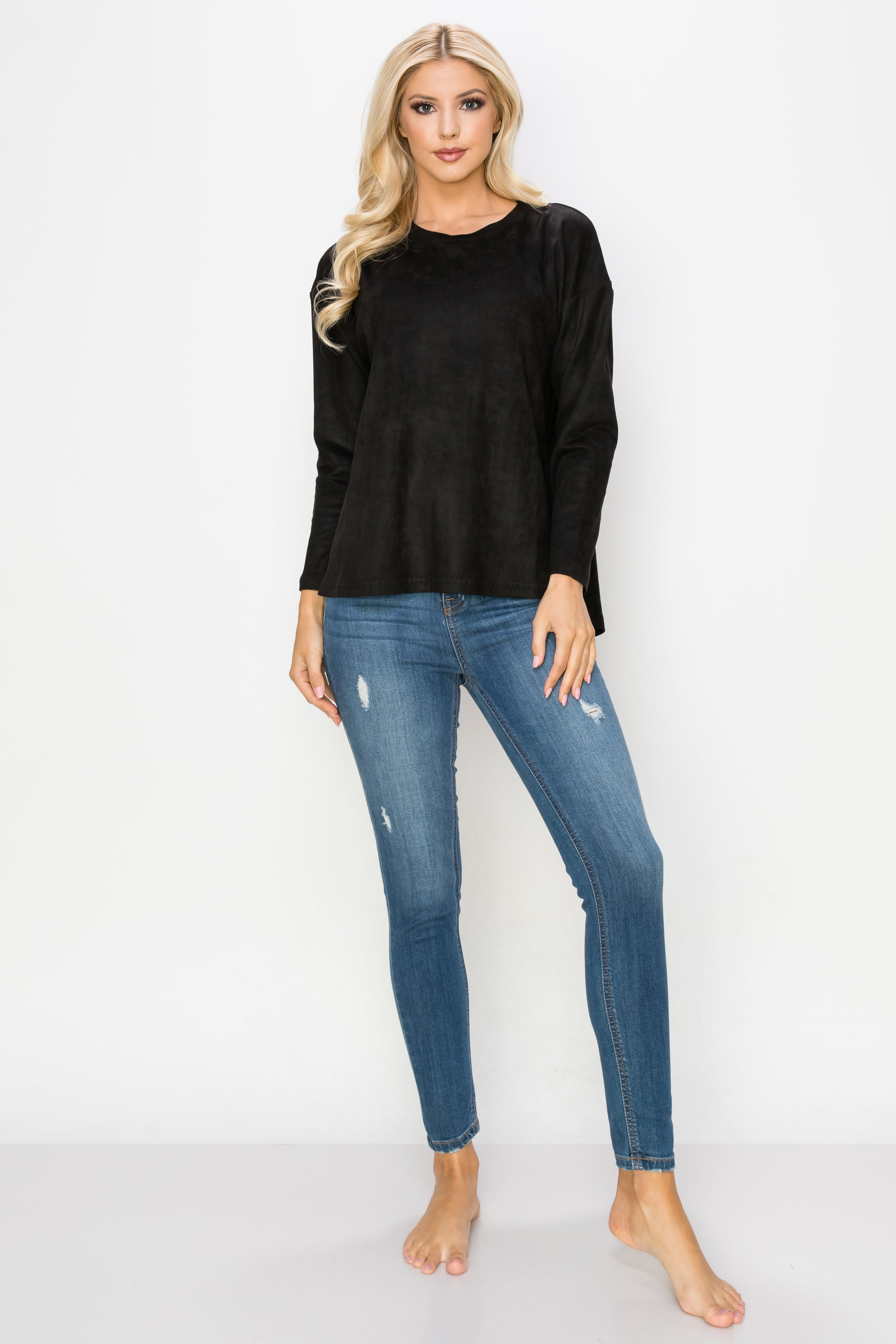 Adi Stretch Faux Suede Top