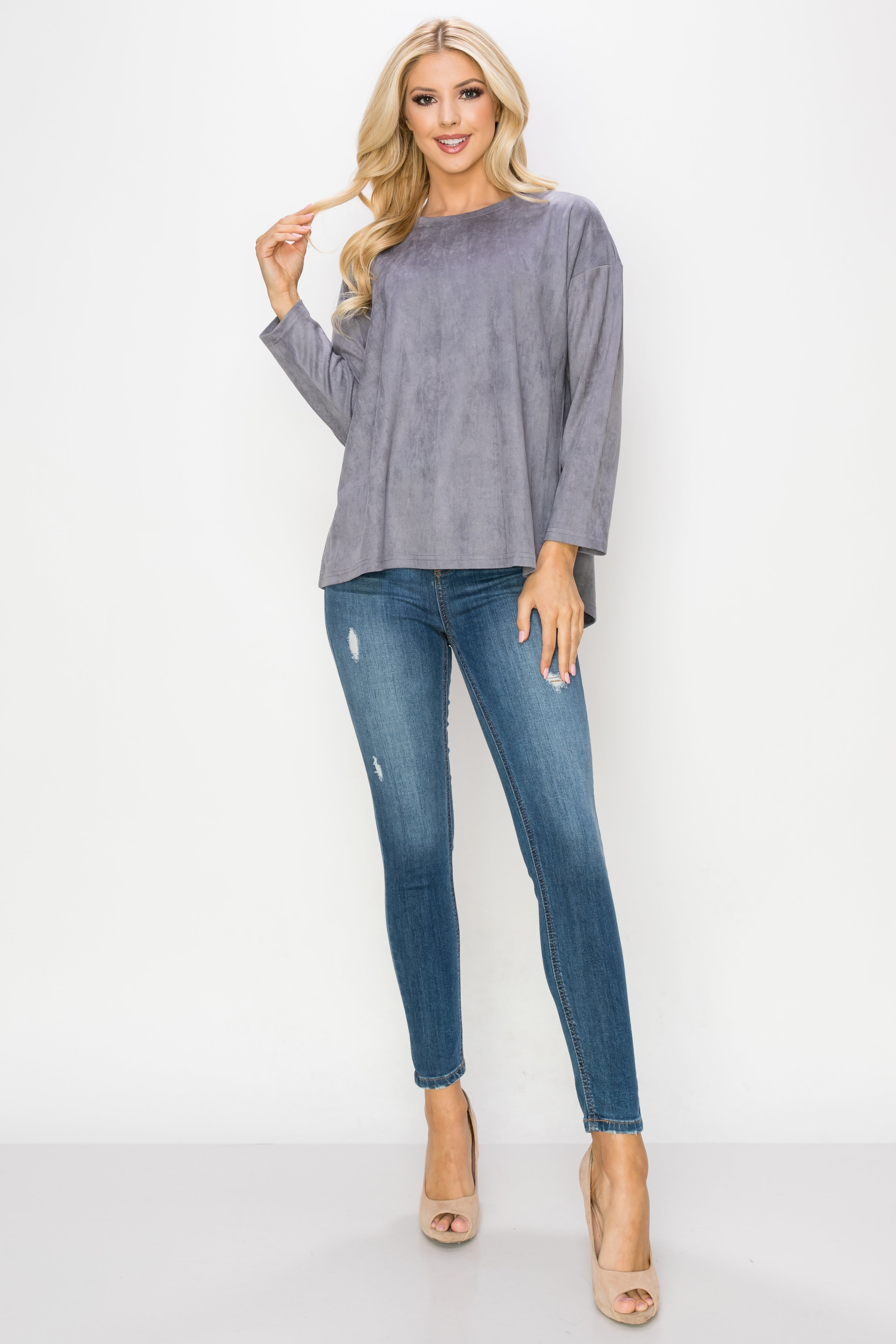 Adi Stretch Faux Suede Top