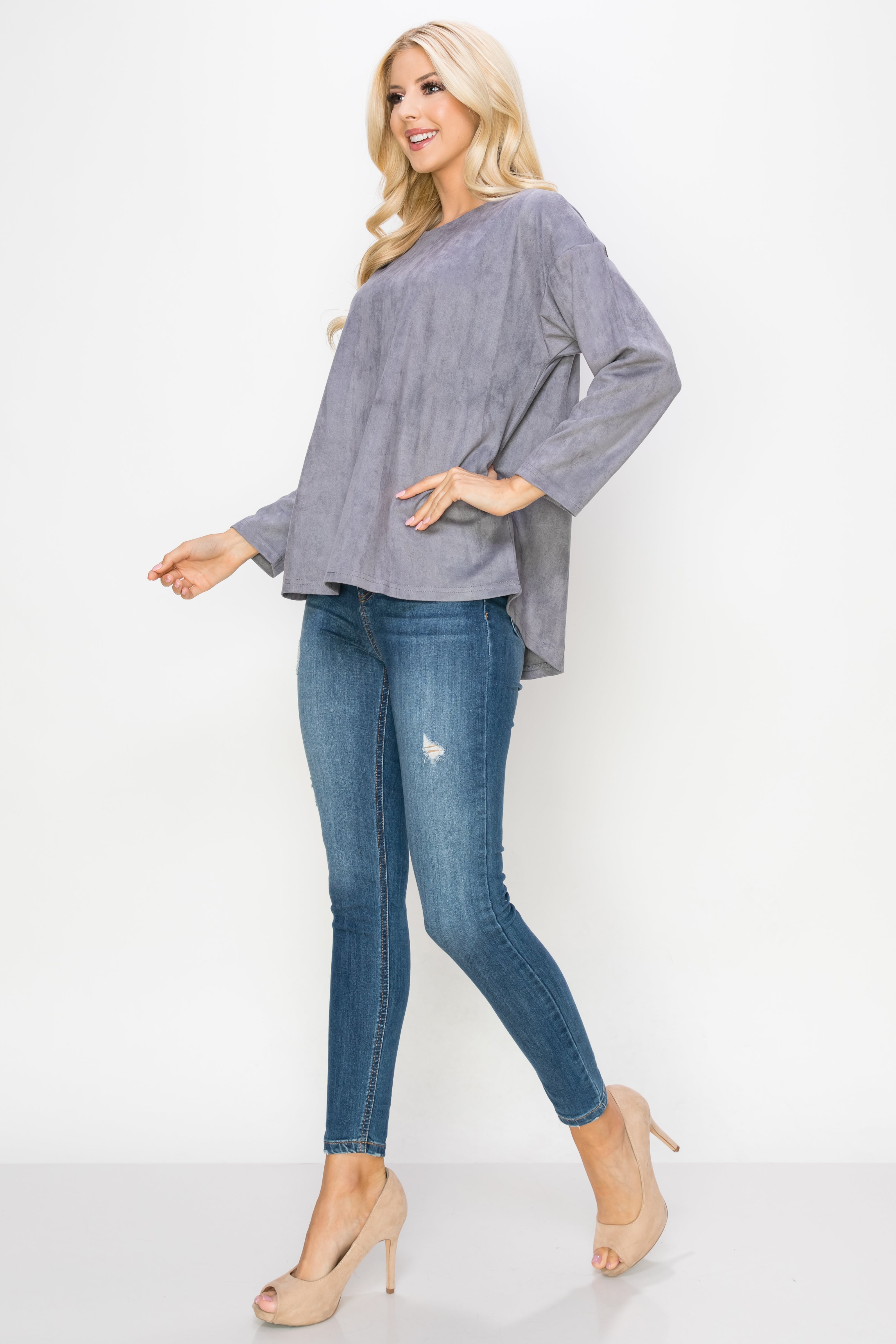 Adi Stretch Faux Suede Top