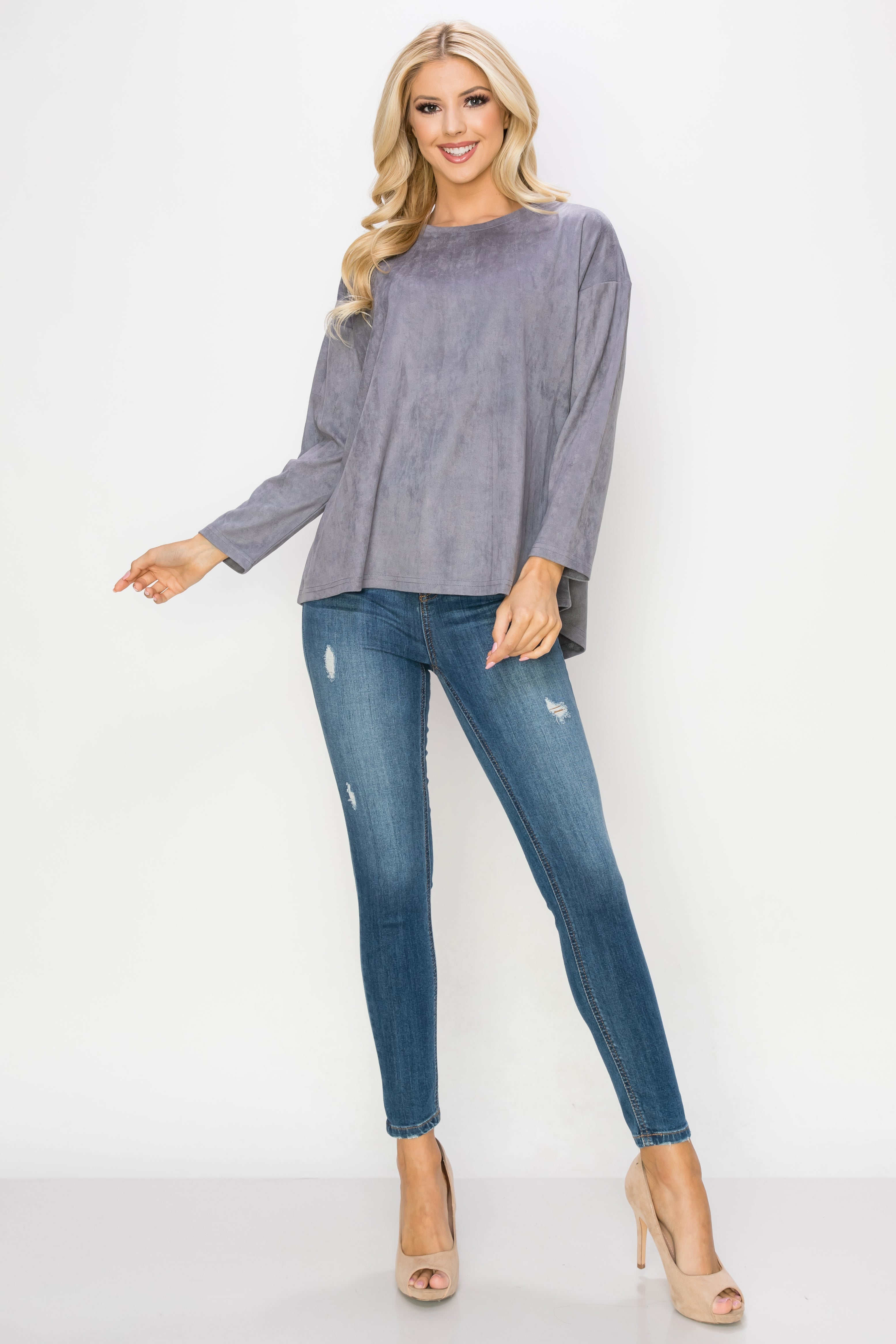 Adi Stretch Faux Suede Top