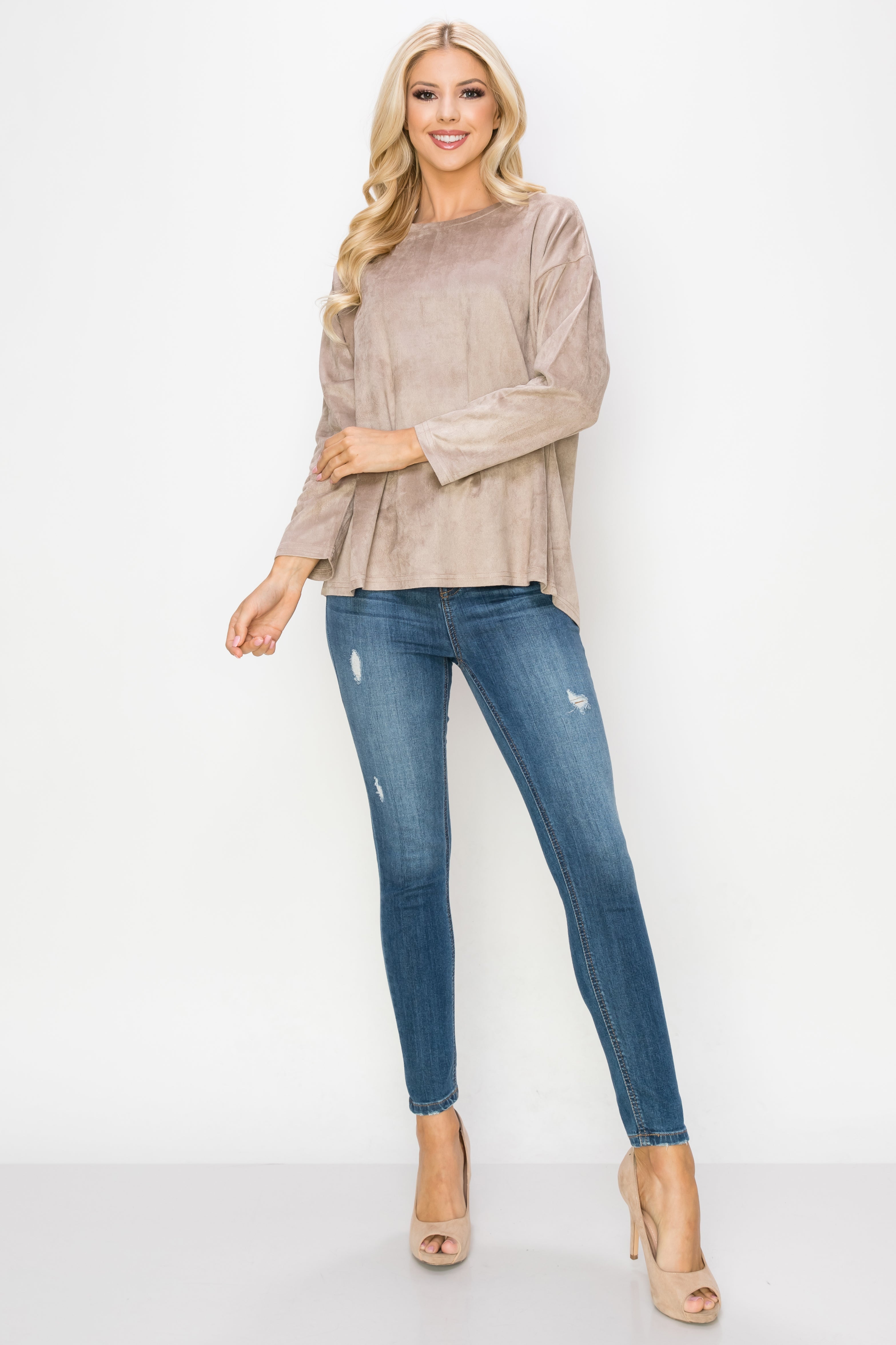 Adi Stretch Faux Suede Top