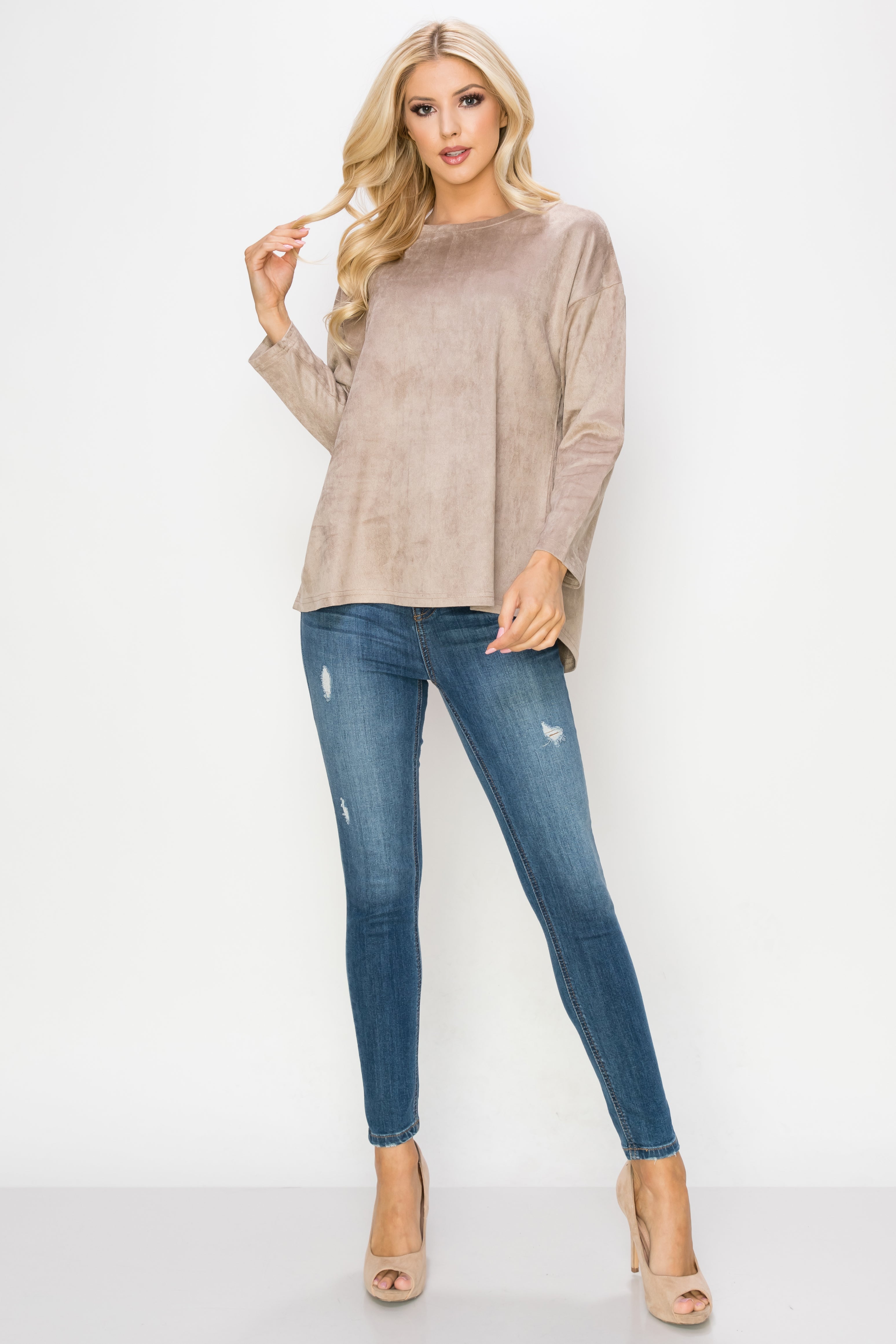 Adi Stretch Faux Suede Top