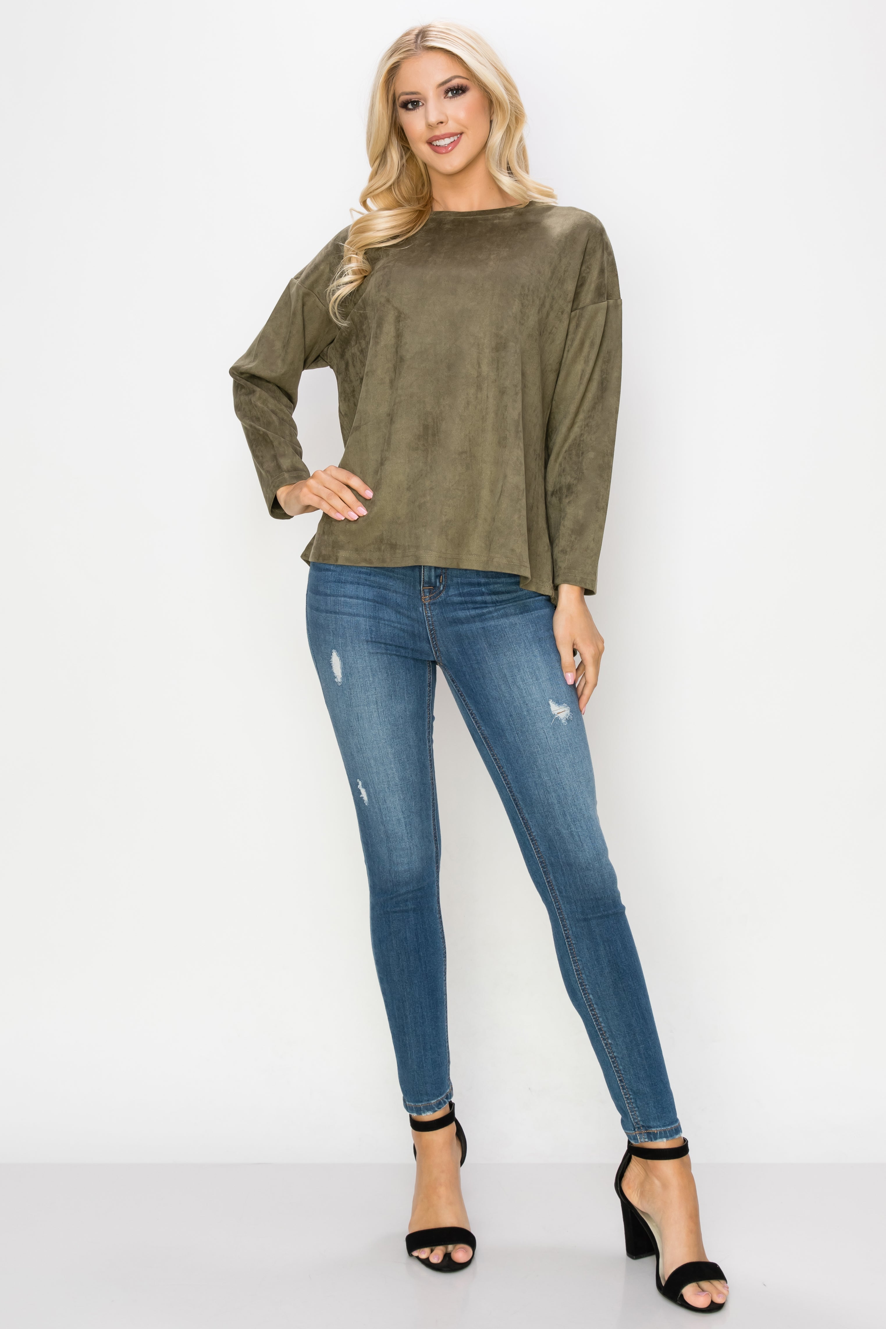 Adi Stretch Faux Suede Top