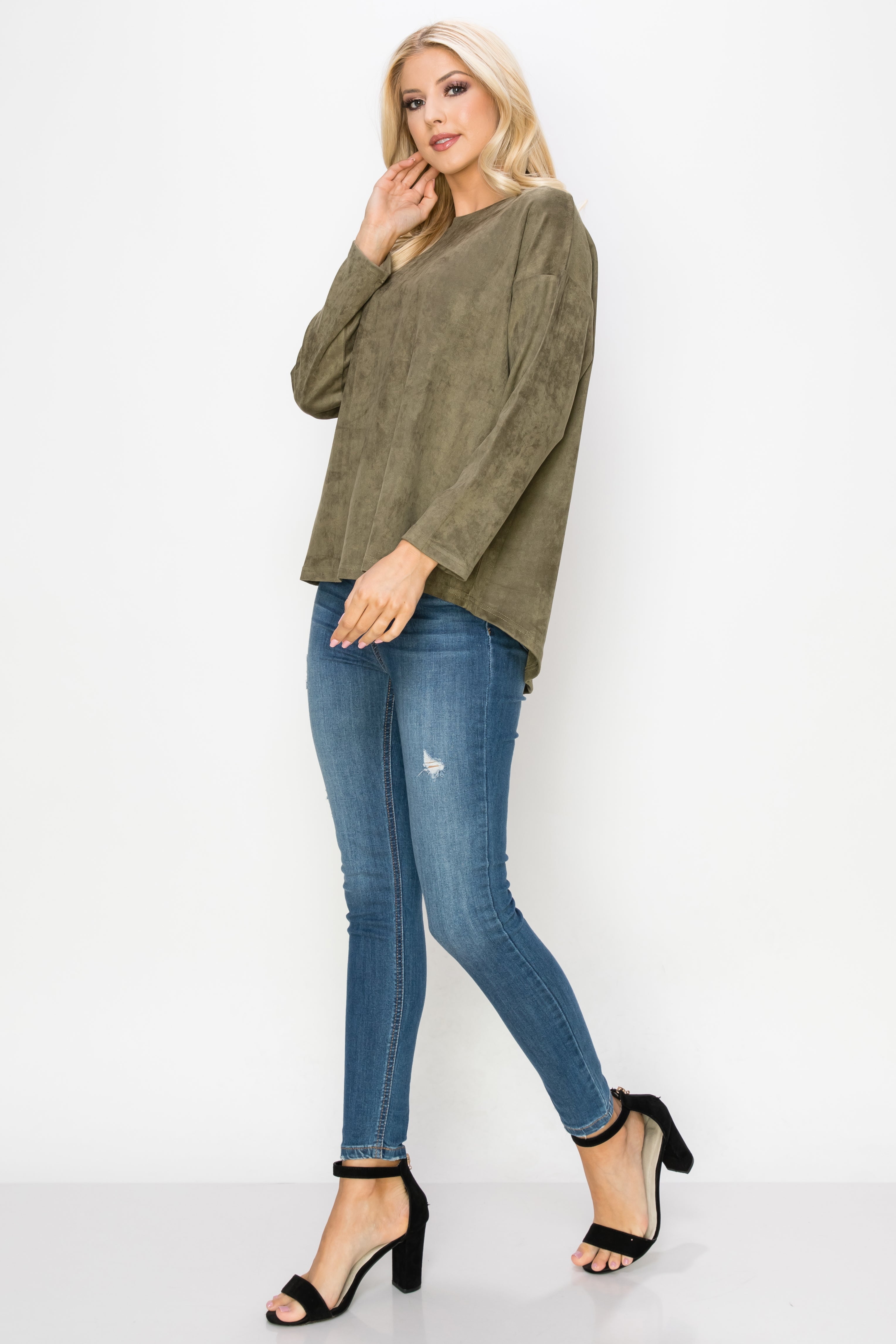 Adi Stretch Faux Suede Top